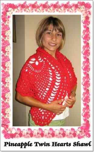 Crochet Pineapple Twin Hearts Shawl Pattern (The Crochet Works Of Maria Merlino 3)