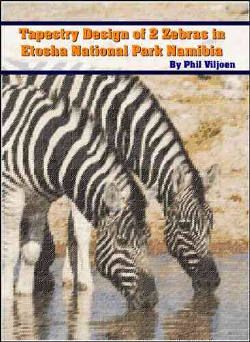 Machine Embroidery Tapestry Of 2 Zebras In Etosha National Park Namibia (Singles) (Machine Embroidery Tapestries Of African Wildlife And Birds 1)