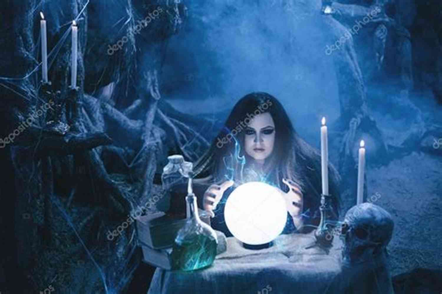 A Mysterious Witch With A Crystal Ball Casting A Spell In A Moonlit Forest Witch For Hire (A Witch S Path 1)