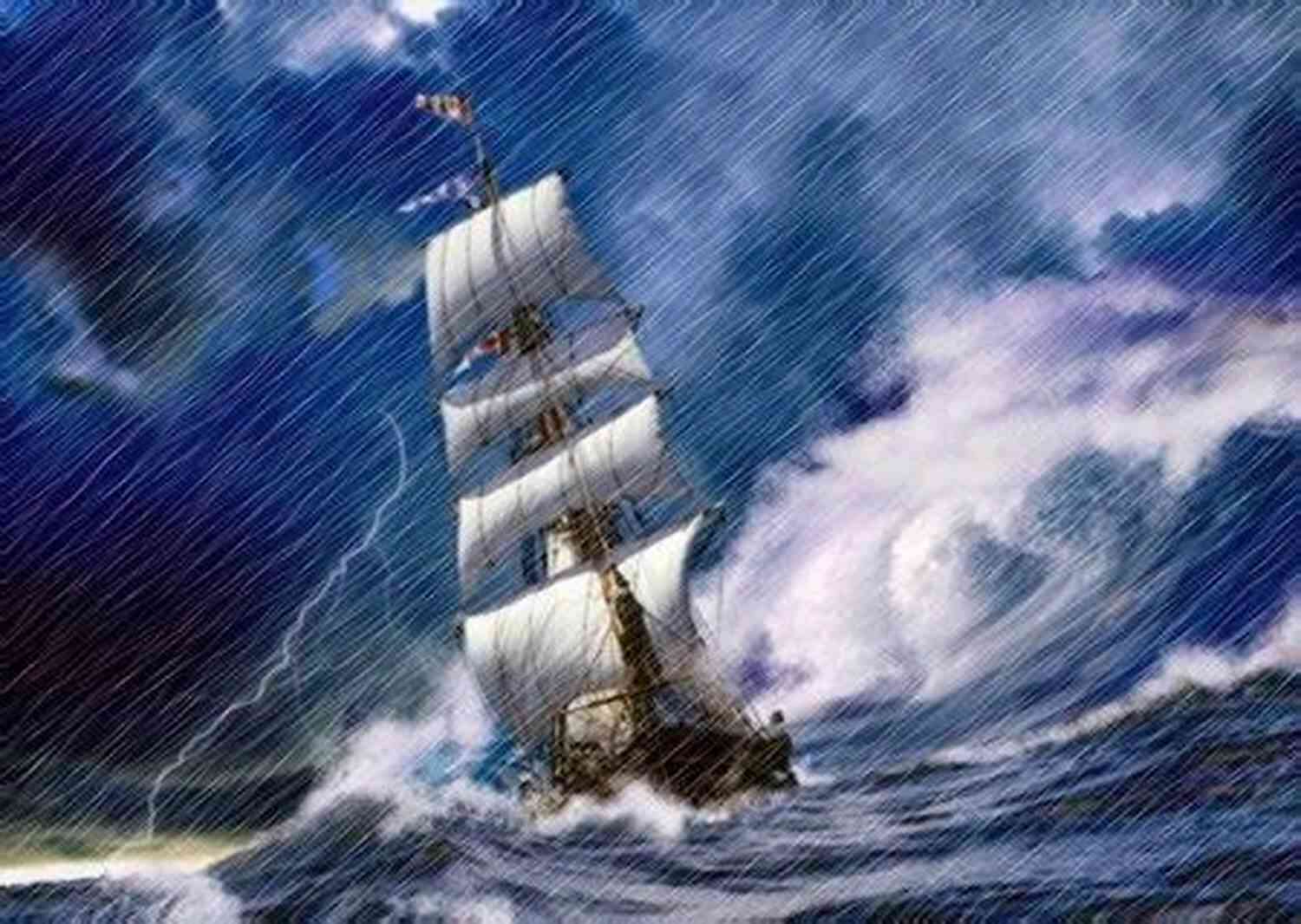 Fletcher's Ship Sailing Through The Stormy Seas Fletcher And The Blue Star: Further Adventures Of Seafaring Hero Jacob Fletcher