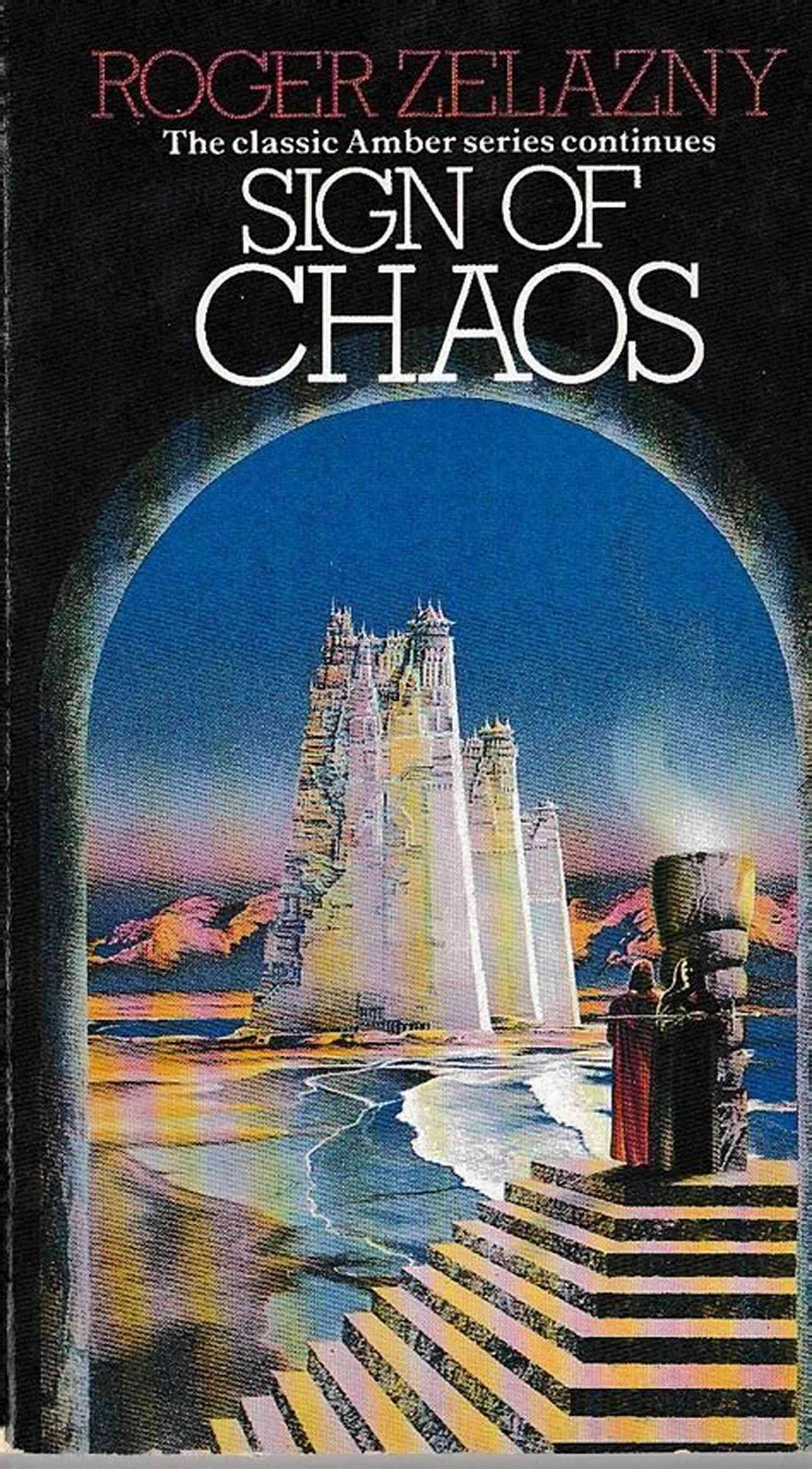 Sign Of Chaos Book Cover A Man Standing At The Edge Of A Chaotic Abyss, Representing The Turbulent Journey Within Sign Of Chaos: The Chronicles Of Amber 8