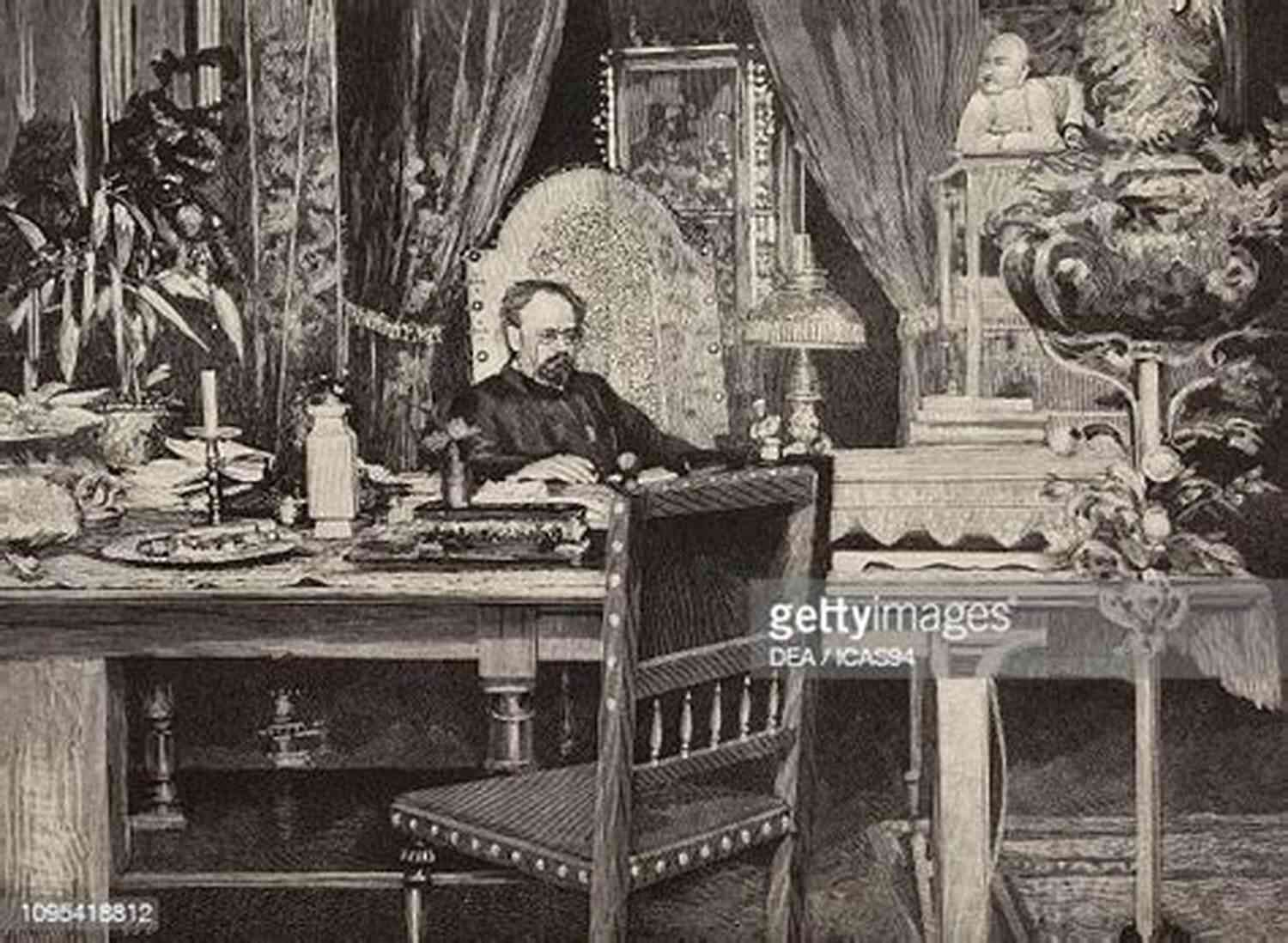 Tiny Emile Zola Sitting At His Desk, Passionately Writing His Next Masterpiece Tiny Emile Zola